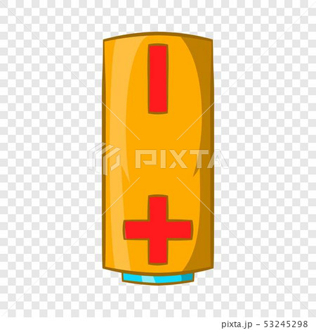Yellow battery icon, cartoon style 53245298