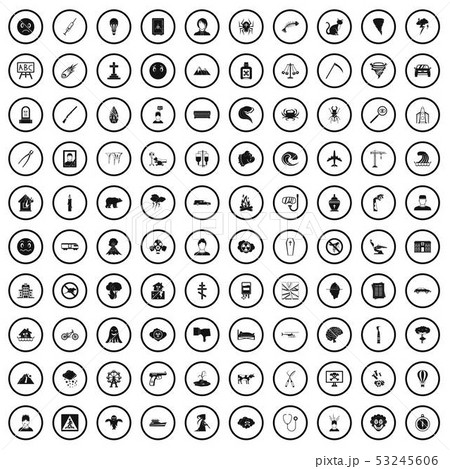 100 phobias icons set, simple style 100 phobias icons set, simple style 53245606