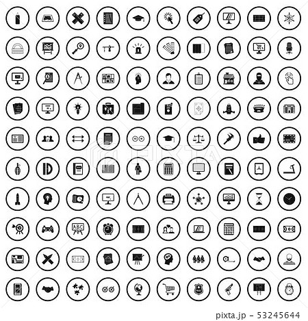 100 plan icons set, simple style 53245644