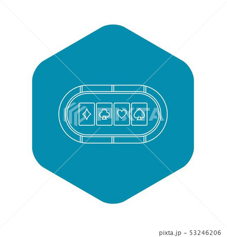 Poker table with playing cards icon, outline style 53246206