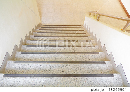 stairs terrazzo floor walkway up - down. interior 53246994