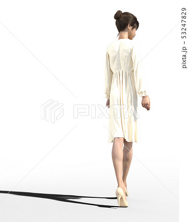ワンピースを着た女性 後ろ姿 Perming3dcg イラスト素材のイラスト素材