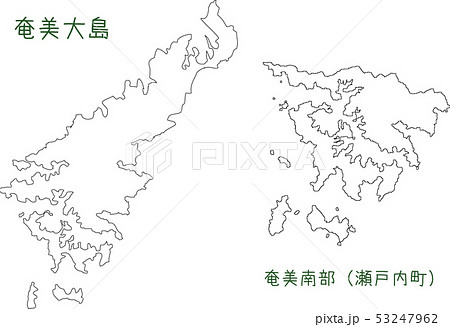 奄美大島と奄美南部の瀬戸内町の地図ベクターのイラスト素材