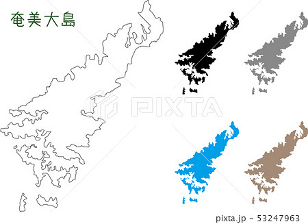 奄美大島の地図ベクターのイラスト素材