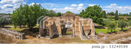 Tivoli - Villa Adriana cultural Rome tour- archaeological landmark in Italy panoramic horizontal of 53249599