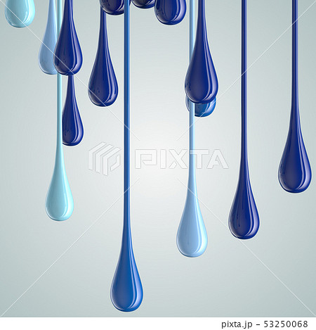 3D blue glossy paint drop blobs 53250068