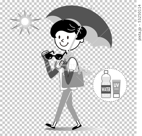 UV対策 UVケア モノクロ イラスト UV対策 UVケア モノクロ イラスト 53250114