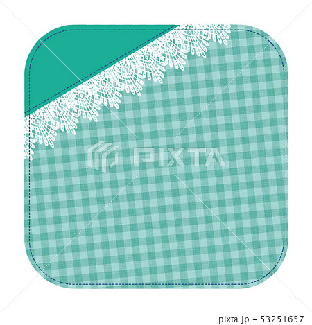 レース素材 コースター風 フレーム グリーンブルー 53251657