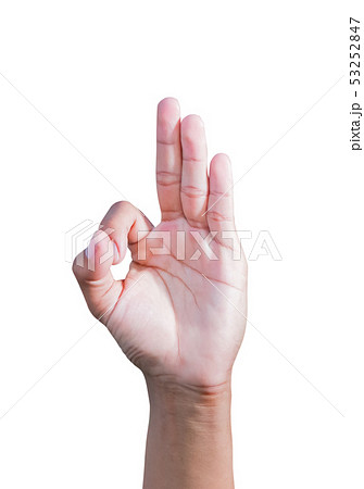 hand ok symbol showing on white background hand ok symbol showing on white background 53252847