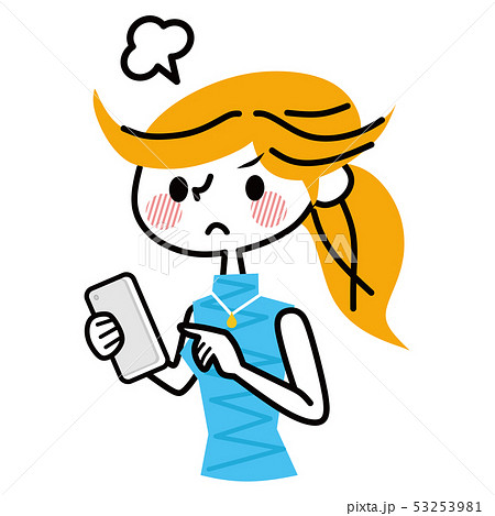 スマホ　女性　怒る 53253981