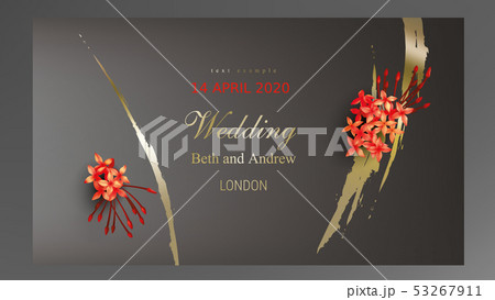 Tropical black and gold leaves on dark background 53267911
