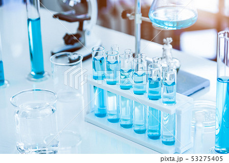 Laboratory test tubes and solution with Laboratory test tubes and solution with 53275405