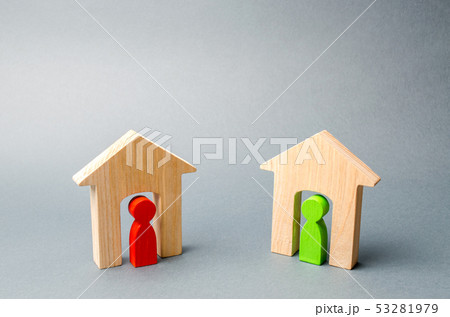 Two wooden houses with neighbors inside.  53281979
