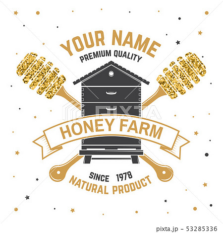 Honey farm badge. Vector. Concept for shirt, print, stamp or tee. Vintage typography design with 53285336