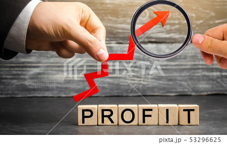 A businessman holds a red up arrow A businessman holds a red up arrow 53296625