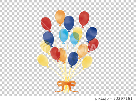 Watercolor Style Balloon With Ribbon Transparent Stock Illustration