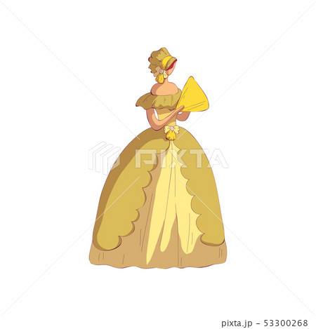 Blond woman in old-fashioned yellow dress and... - Stock Illustration  [53300268] - PIXTA