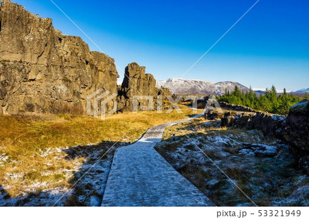 Landscape in the Thingvellir National Park in Iceland Landscape in the Thingvellir National Park in Iceland 53321949