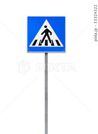 Pedestrian crossing. Isolated road sign Pedestrian crossing. Isolated road sign 53324322