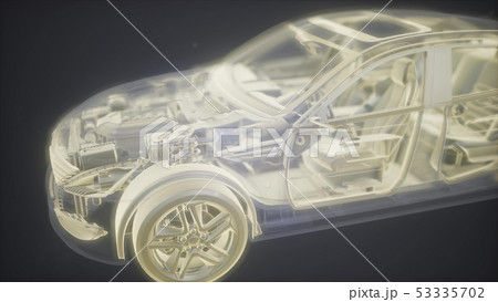 Holographic animation of 3D wireframe car model 53335702