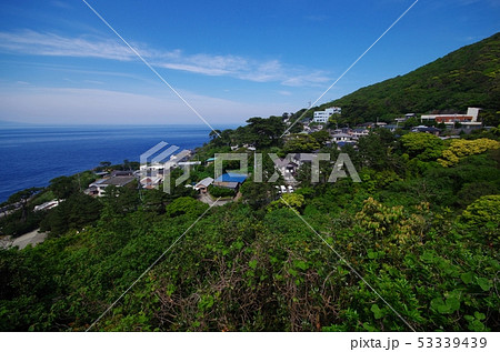 御蔵島の鉄砲場からの風景の写真素材