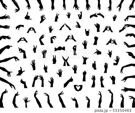 Black silhouettes of hands on a white background  53350463