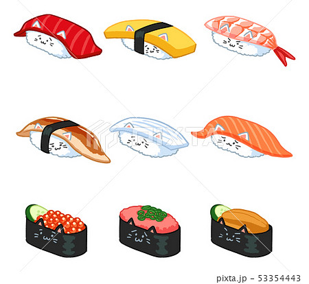 いろいろな猫寿司のイラスト素材