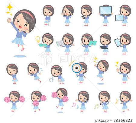 Blue clothing girl_Action 53366822