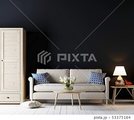 living room interior with sofa and cupboard, table living room interior with sofa and cupboard, table 53375164