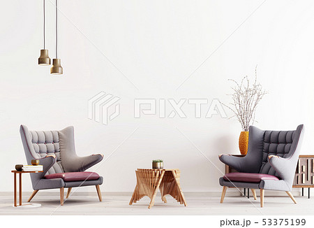 Two modern armchair in a white color background 53375199