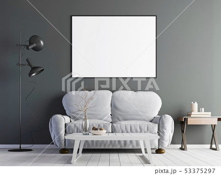 mock up poster with vintage hipster loft interior 53375297