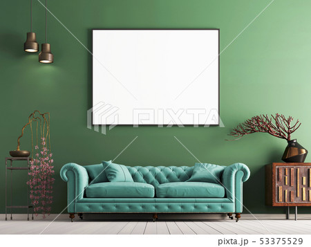 mock up poster on green wall in interior classical 53375529