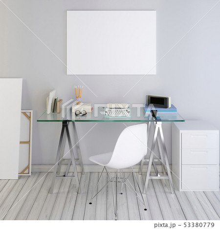 mockup poster blank on the light wall. 53380779