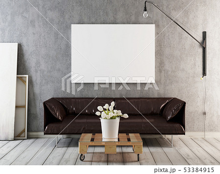 mock up poster with vintage hipster loft interior 53384915