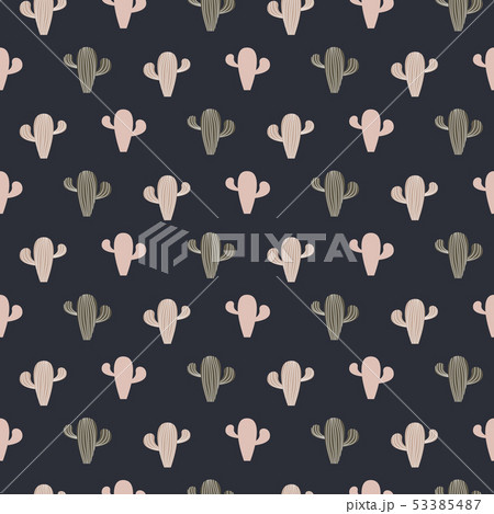 Cactus print vector seamless pattern dark pale colors. Cactus print vector seamless pattern dark pale colors. 53385487