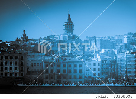 Istanbul cityscape in Turkey with Galata Tower, Istanbul cityscape in Turkey with Galata Tower, 53399906