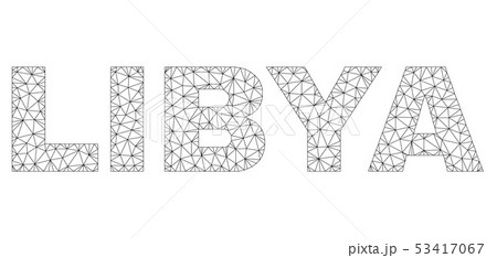Polygonal Wire Frame LIBYA Text Label 53417067