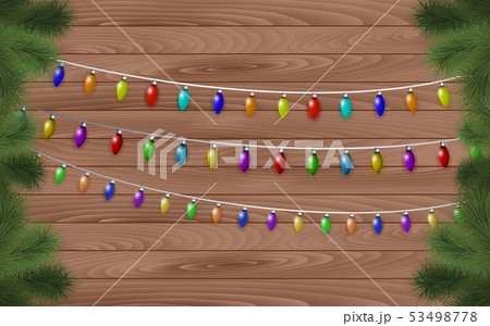 colorful hanging light on the wooden tabble	 53498778