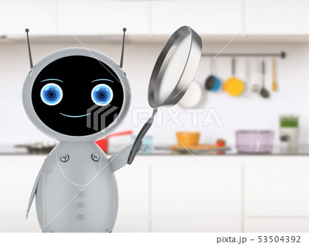 Robot with frying pan 53504392