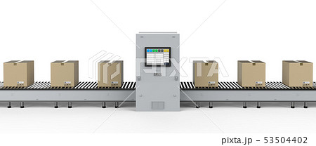 Cardboard boxes on conveyor line Cardboard boxes on conveyor line 53504402