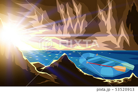Landscape Of Cave At The Sea In Morning のイラスト素材
