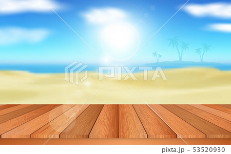 wooden floor at riverside in the morning 53520930