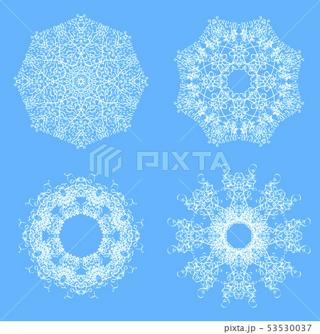 Set of Different Winter White Snowflakes Set of Different Winter White Snowflakes 53530037