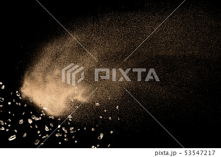 Dry river sand explosion isolated on black 53547217