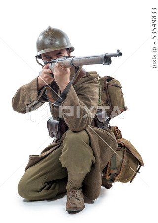 french soldier 1940 isolated on the white 53549833