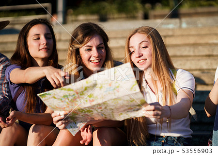 Group of people planning the journey 53556903