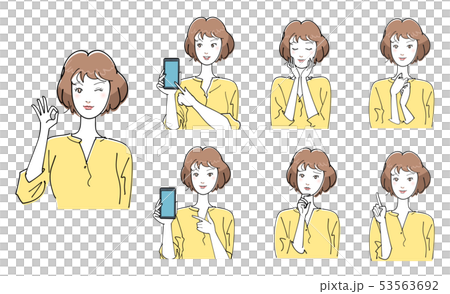 女性の仕草-セット 53563692