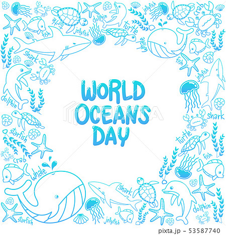 World Oceans Day Marine Life In The Oceanのイラスト素材