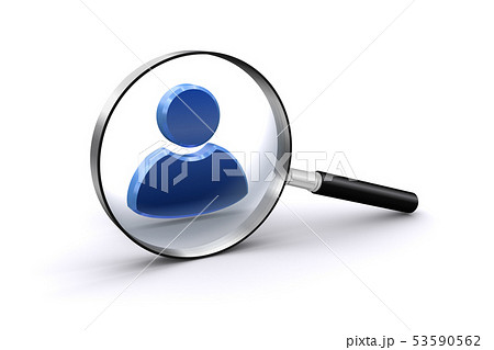 虫眼鏡と人アイコンのイラスト素材