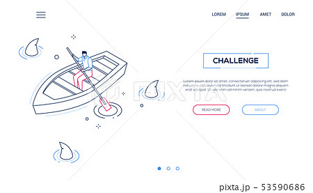 Challenge concept - line design style isometric web banner 53590686